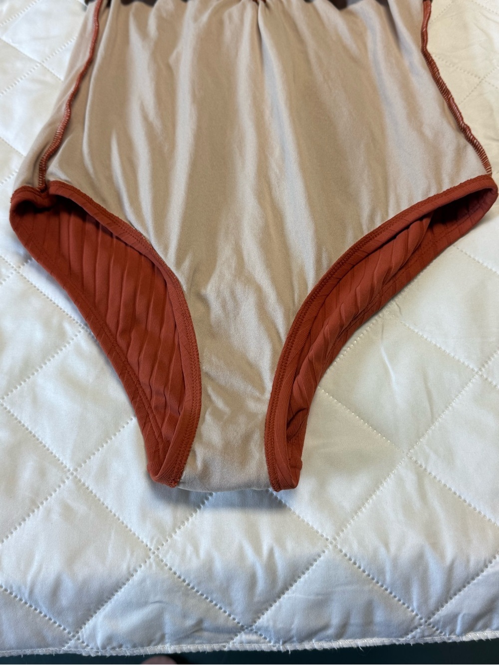 Kona Sol Ribbed One Piece Swimsuit Rust Cutout Open Back Size Small - Picture 8 of 12
